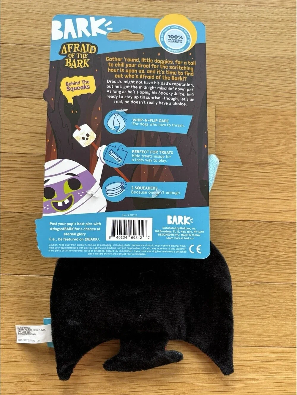 BARK Halloween Vampire Dog Toy Spooky Juice Plush Squeaky Pet Toy Medium